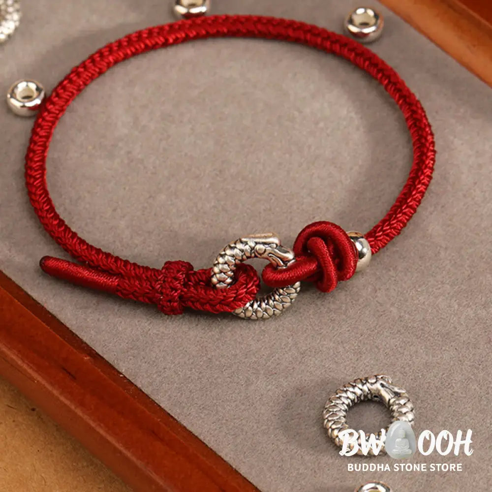 Buddha Stones 999 Sterling Silver Year Of The Dragon Peace Buckle Luck Bracelet - BWOOOH - Bracelet