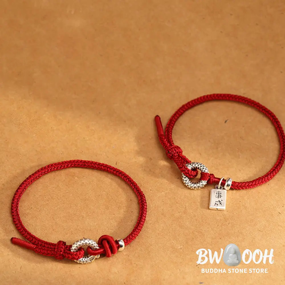 Buddha Stones 999 Sterling Silver Year Of The Dragon Peace Buckle Luck Bracelet - BWOOOH - Bracelet