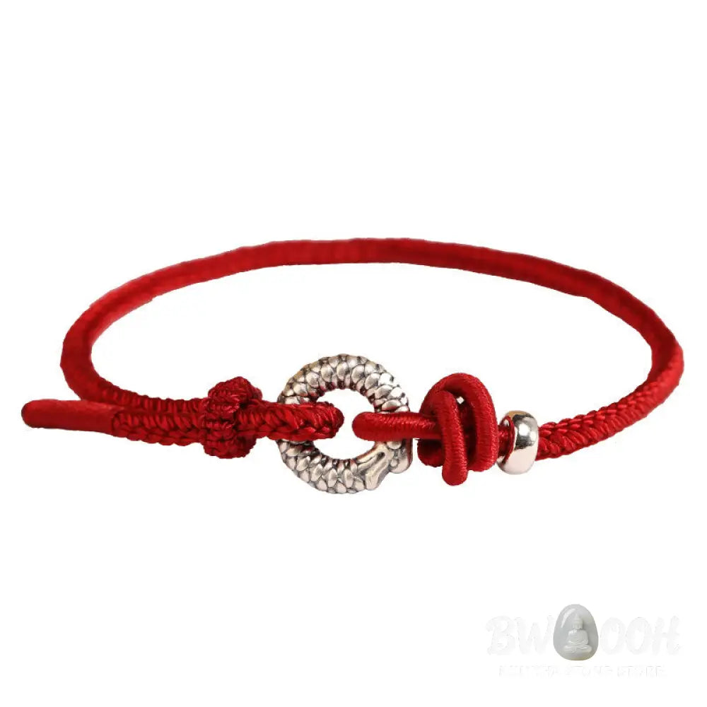 Buddha Stones 999 Sterling Silver Year Of The Dragon Peace Buckle Luck Bracelet - BWOOOH - Bracelet