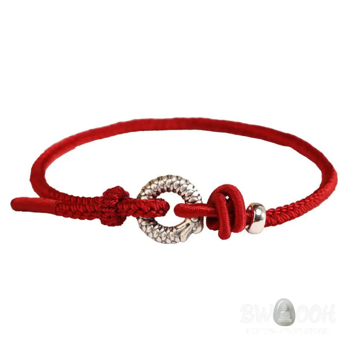 Buddha Stones 999 Sterling Silver Year Of The Dragon Peace Buckle Luck Bracelet - BWOOOH - Bracelet