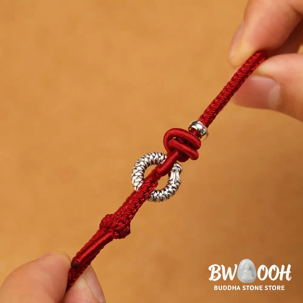 Buddha Stones 999 Sterling Silver Year Of The Dragon Peace Buckle Luck Bracelet - BWOOOH - Bracelet