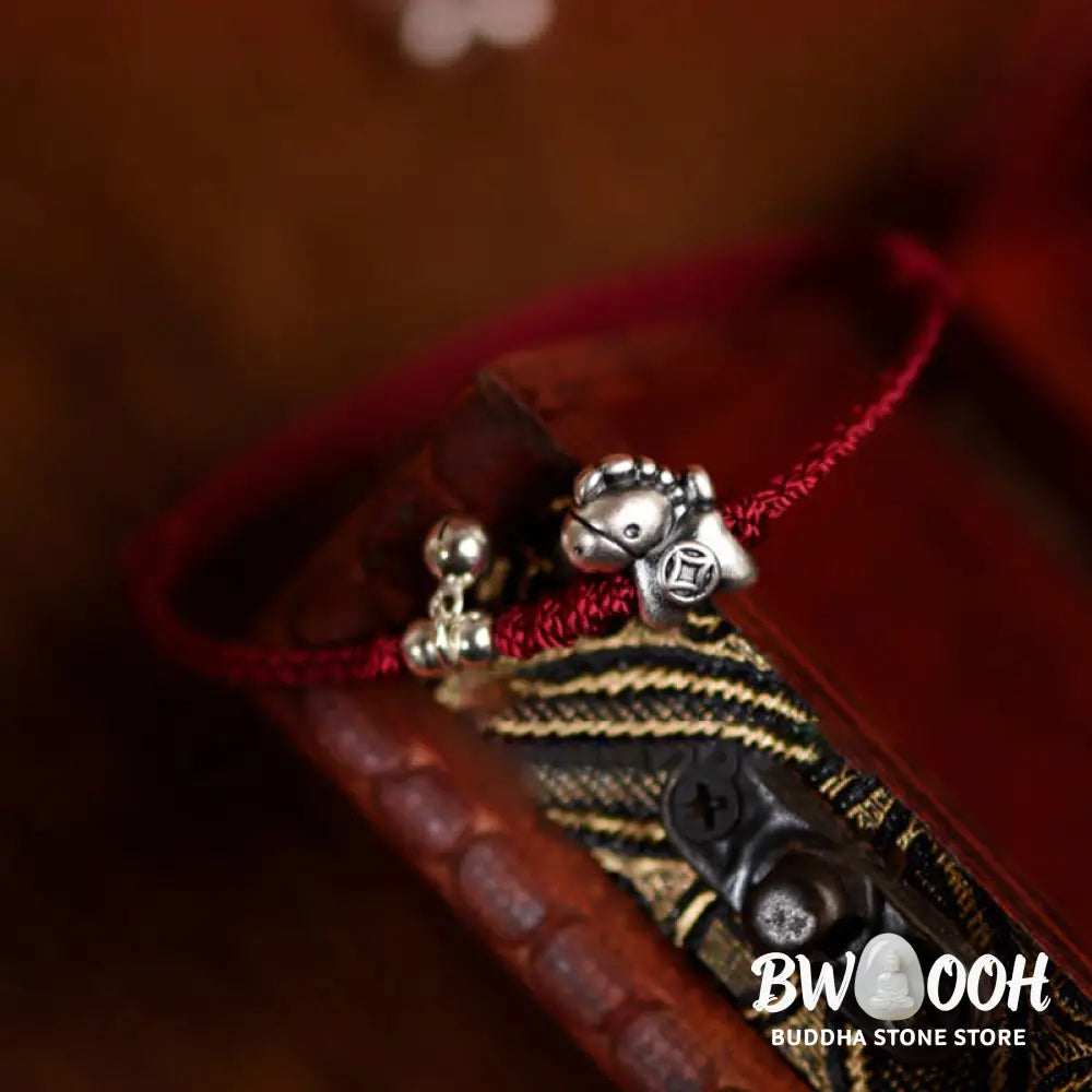 Buddha Stones 999 Sterling Silver Year Of The Horse 925 Sterling Silver Bell String Luck Child Adult Bracelet Anklet