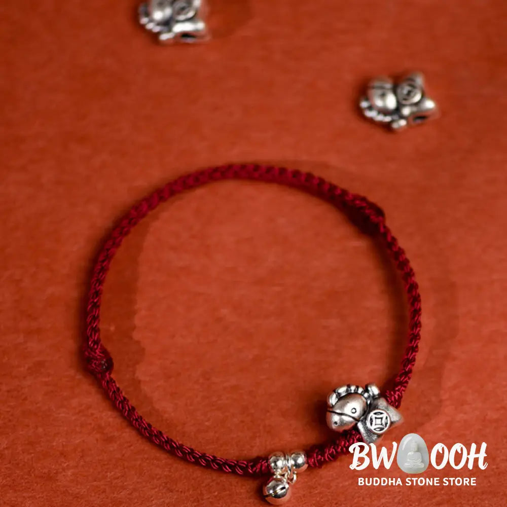Buddha Stones 999 Sterling Silver Year Of The Horse 925 Sterling Silver Bell String Luck Child Adult Bracelet Anklet