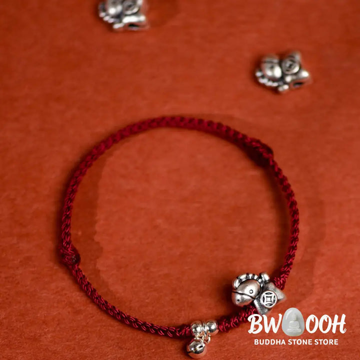 Buddha Stones 999 Sterling Silver Year Of The Horse 925 Sterling Silver Bell String Luck Child Adult Bracelet Anklet