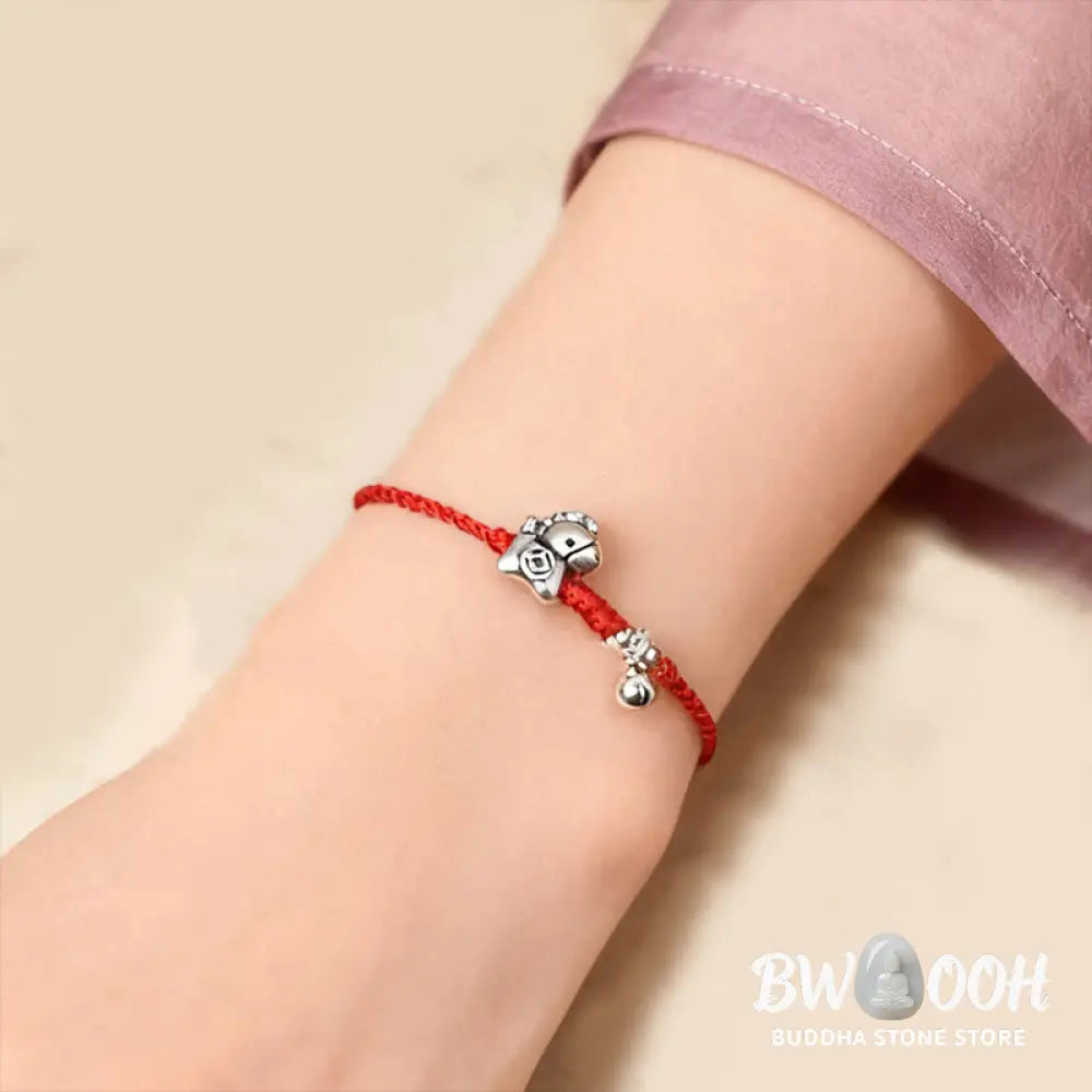 Buddha Stones 999 Sterling Silver Year Of The Horse 925 Sterling Silver Bell String Luck Child Adult Bracelet Anklet