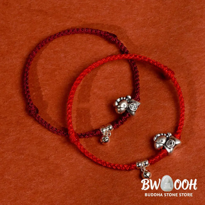Buddha Stones 999 Sterling Silver Year Of The Horse 925 Sterling Silver Bell String Luck Child Adult Bracelet Anklet
