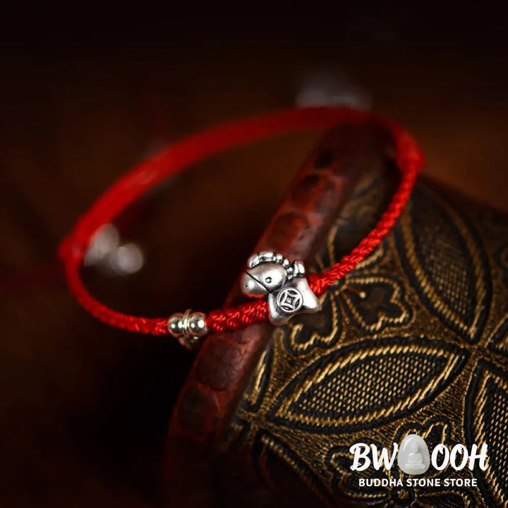Buddha Stones 999 Sterling Silver Year Of The Horse 925 Sterling Silver Bell String Luck Child Adult Bracelet Anklet