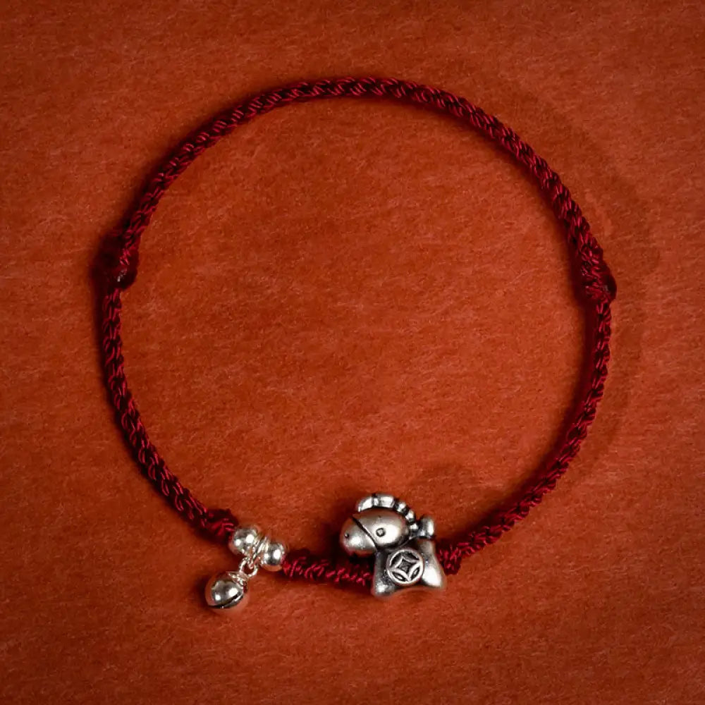 Buddha Stones 999 Sterling Silver Year Of The Horse 925 Sterling Silver Bell String Luck Child Adult Bracelet Anklet