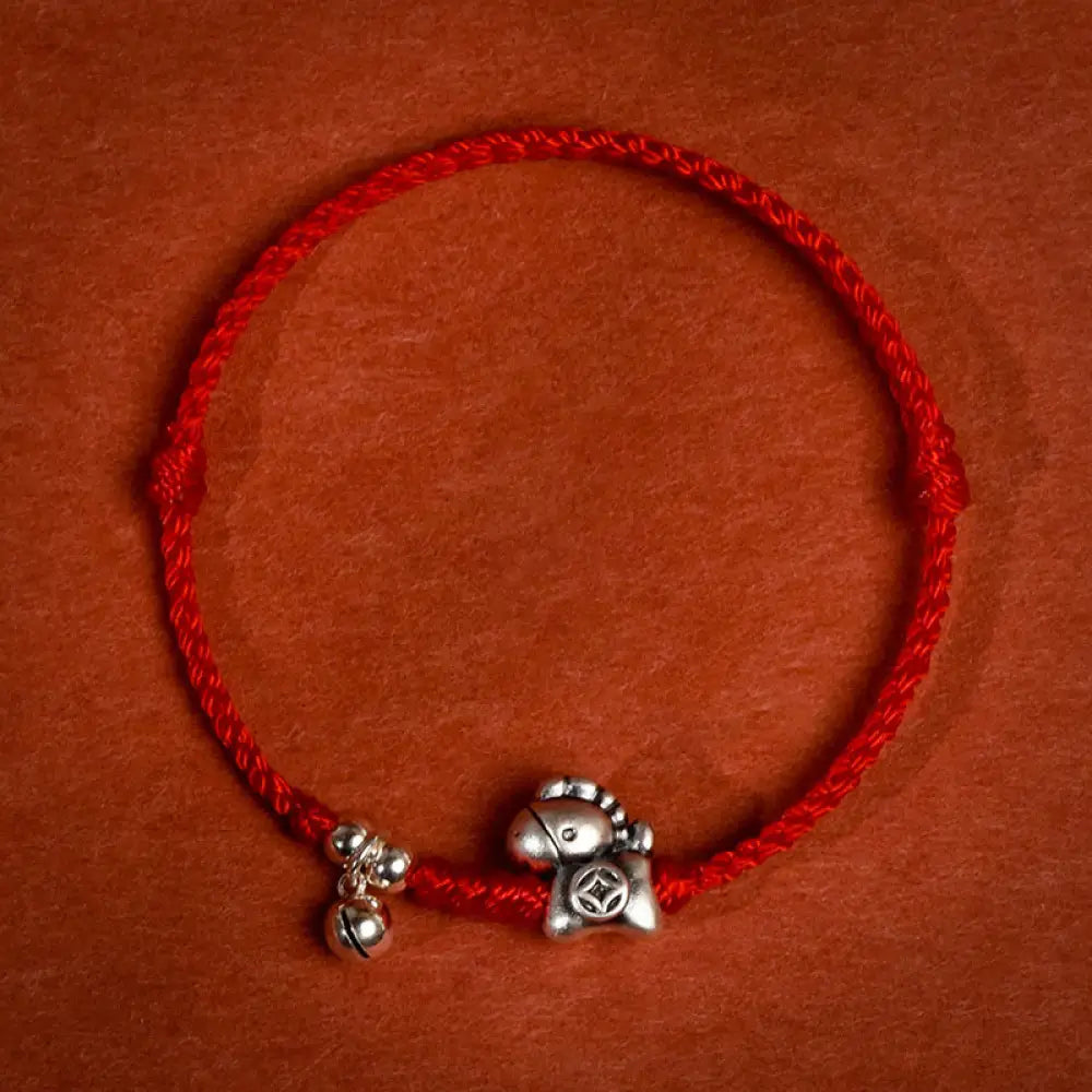 Buddha Stones 999 Sterling Silver Year Of The Horse 925 Sterling Silver Bell String Luck Child Adult Bracelet Anklet