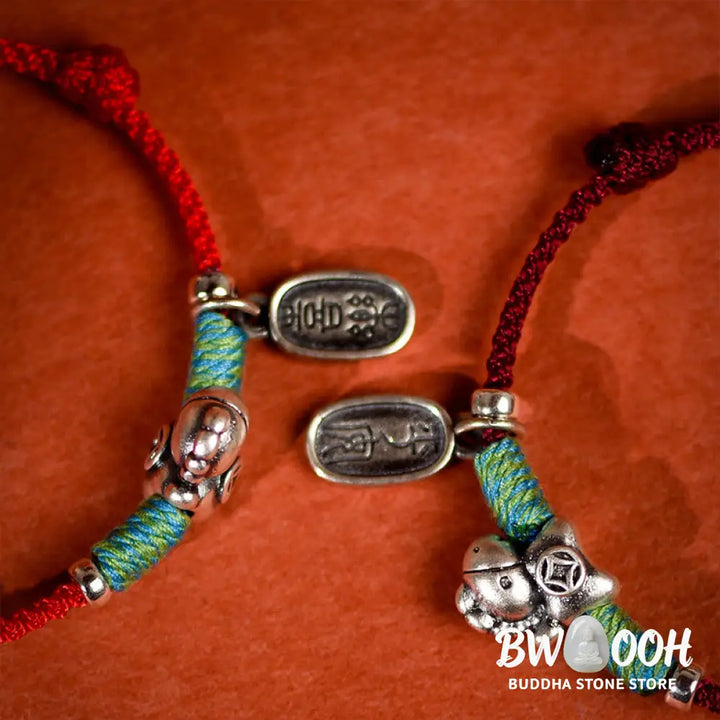 Buddha Stones 999 Sterling Silver Year Of The Horse 925 Sterling Silver Peace And Joy Charm String Braided Luck