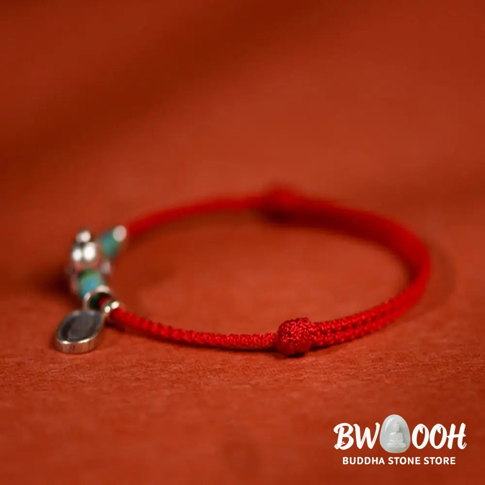 Buddha Stones 999 Sterling Silver Year Of The Horse 925 Sterling Silver Peace And Joy Charm String Braided Luck