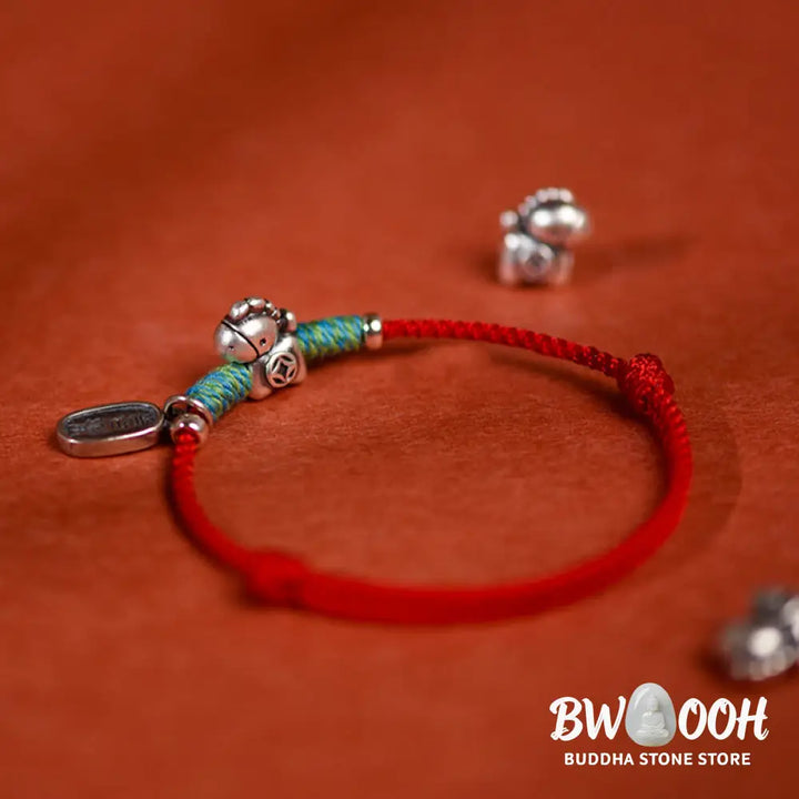 Buddha Stones 999 Sterling Silver Year Of The Horse 925 Sterling Silver Peace And Joy Charm String Braided Luck