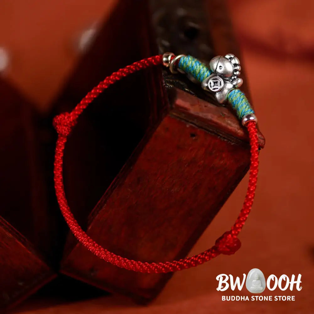 Buddha Stones 999 Sterling Silver Year Of The Horse 925 Sterling Silver Peace And Joy Charm String Braided Luck