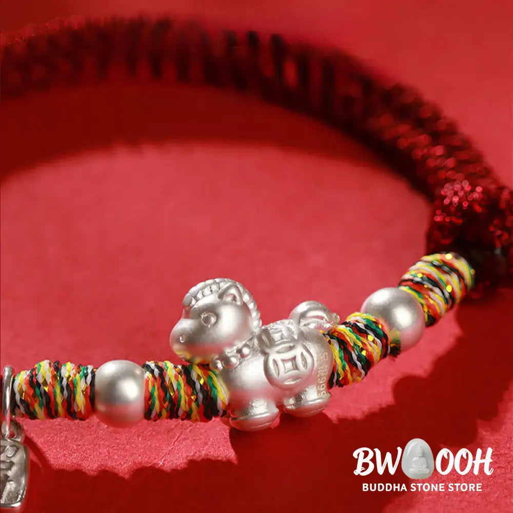 Buddha Stones 999 Sterling Silver Year Of The Horse Freedom Manually Made String Bracelet - Bracelet