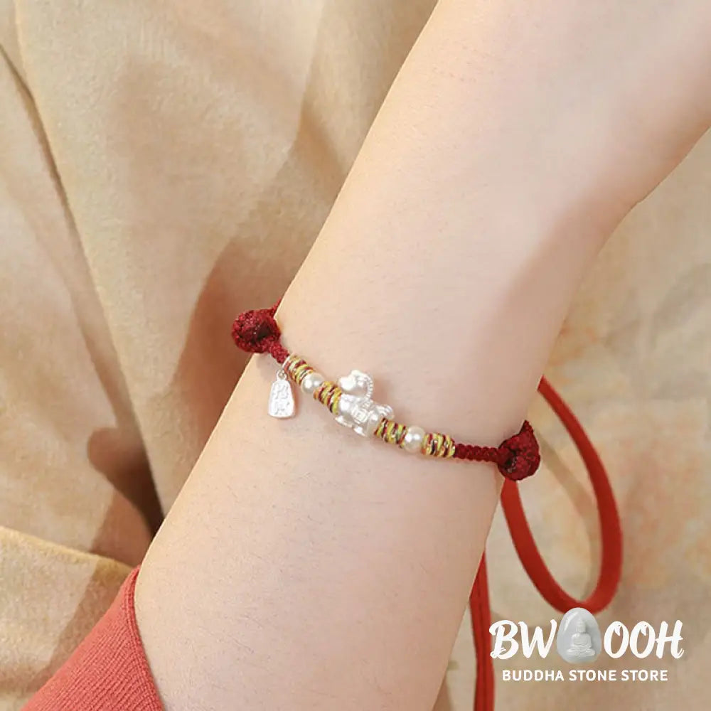 Buddha Stones 999 Sterling Silver Year Of The Horse Freedom Manually Made String Bracelet - Bracelet
