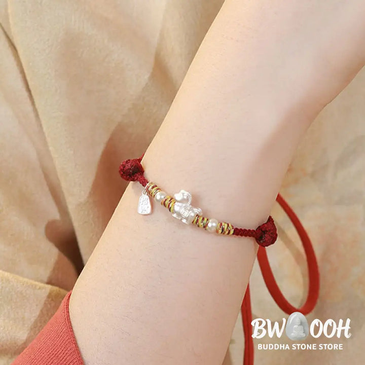 Buddha Stones 999 Sterling Silver Year Of The Horse Freedom Manually Made String Bracelet - Bracelet