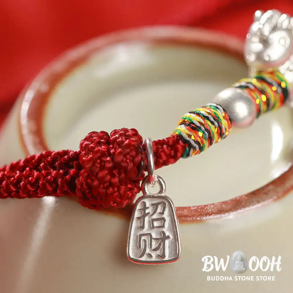 Buddha Stones 999 Sterling Silver Year Of The Horse Freedom Manually Made String Bracelet - Bracelet