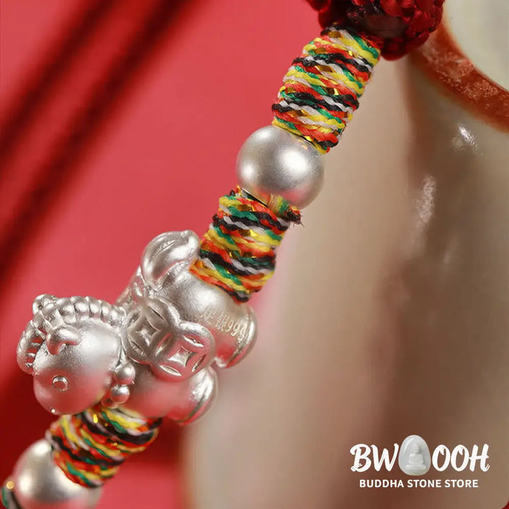 Buddha Stones 999 Sterling Silver Year Of The Horse Freedom Manually Made String Bracelet - Bracelet