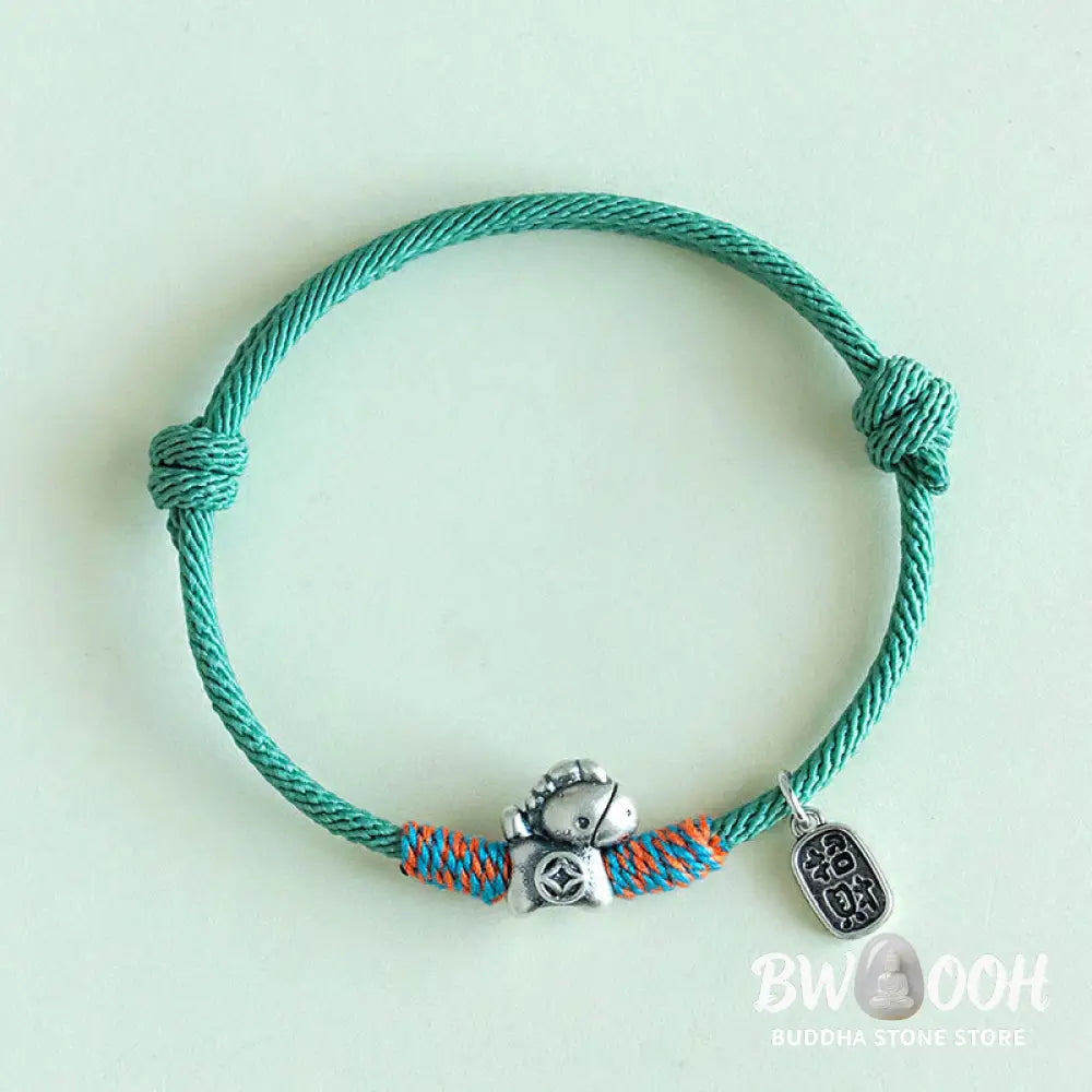 Buddha Stones 999 Sterling Silver Year Of The Horse Fu Character Attract Fortune String Rope Luck Bracelet - Bracelet