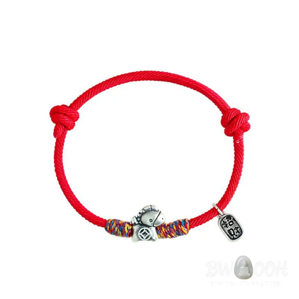 Buddha Stones 999 Sterling Silver Year Of The Horse Fu Character Attract Fortune String Rope Luck Bracelet - Bracelet