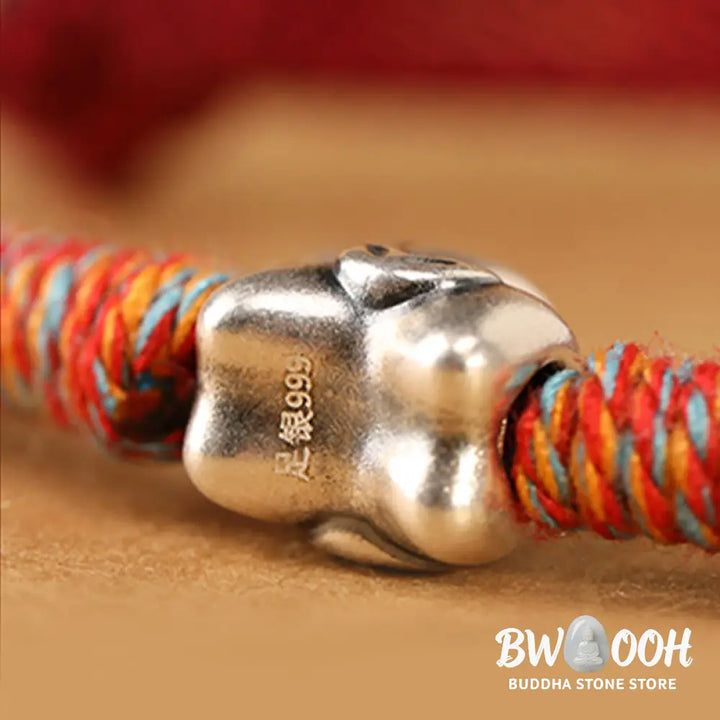 Buddha Stones 999 Sterling Silver Year Of The Horse Fu Character Charm String Braided Luck Bracelet - Bracelet