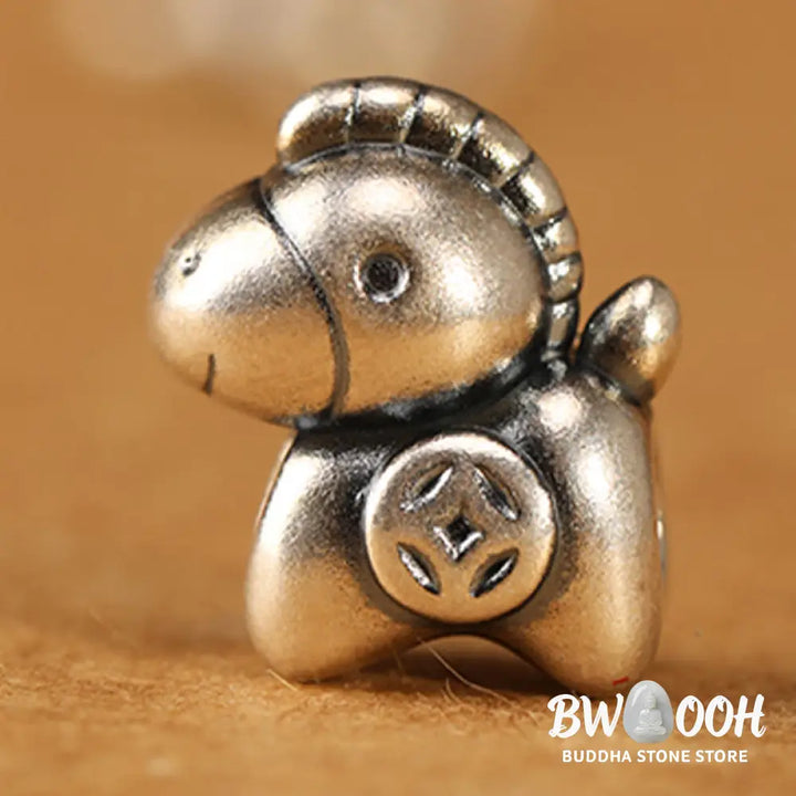 Buddha Stones 999 Sterling Silver Year Of The Horse Fu Character Charm String Braided Luck Bracelet - Bracelet