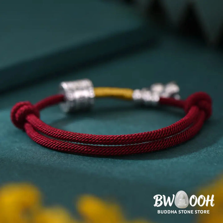 Buddha Stones 999 Sterling Silver Year Of The Horse Lucky Bead Protection Red Rope Bracelet - Horse &amp; Red Rope(Wrist