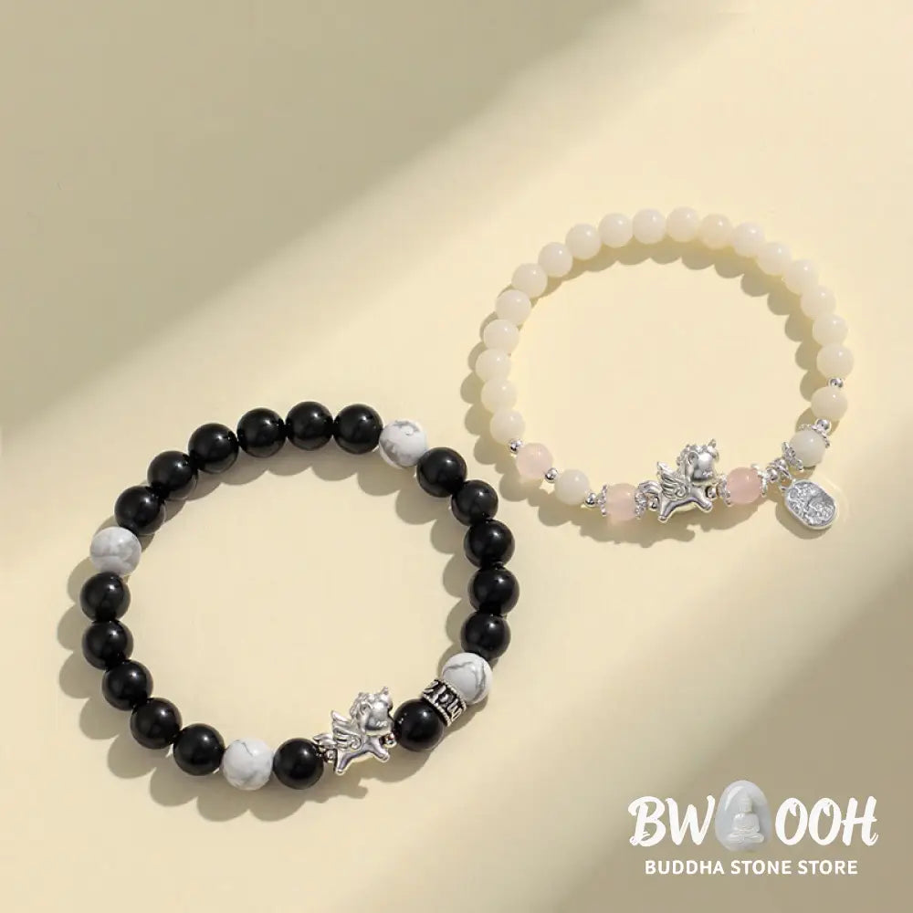 Buddha Stones 999 Sterling Silver Year Of The Horse Natural Black Obsidian Bodhi Seed Strength Bracelet - Bracelet