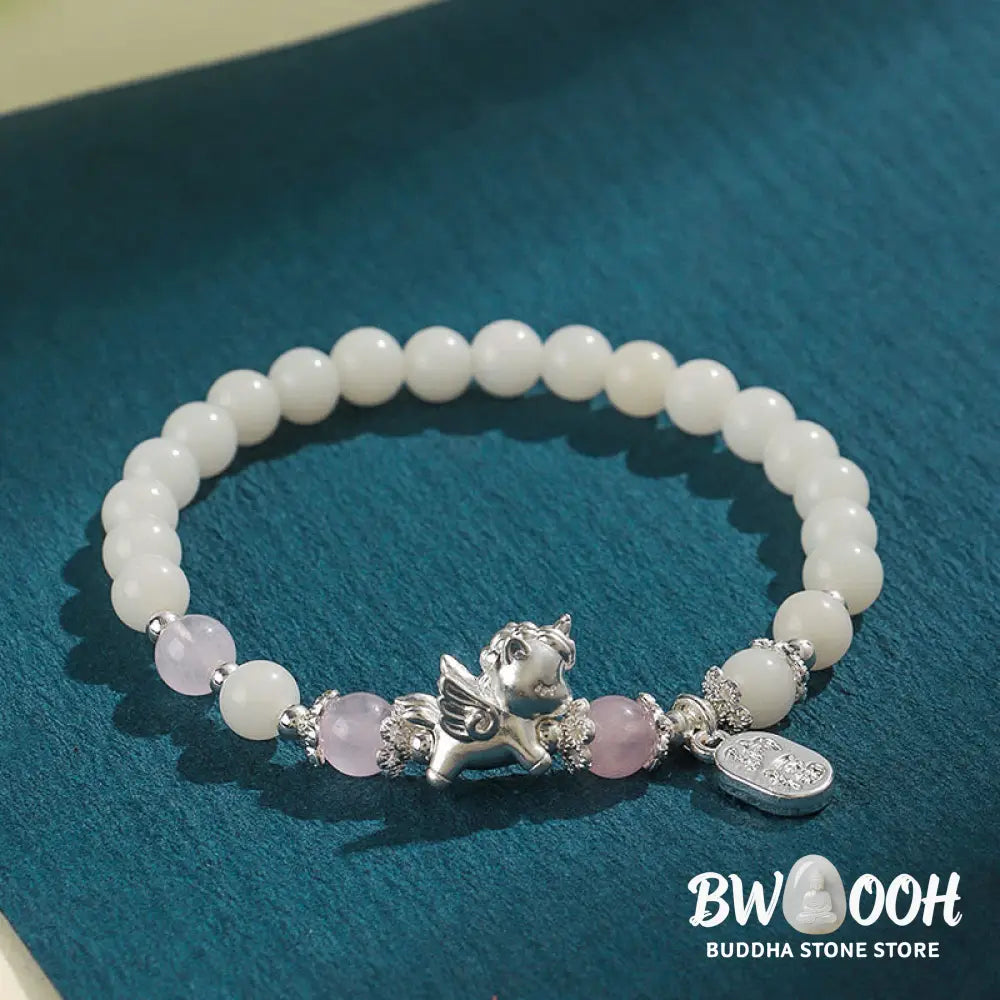 Buddha Stones 999 Sterling Silver Year Of The Horse Natural Black Obsidian Bodhi Seed Strength Bracelet - Bracelet