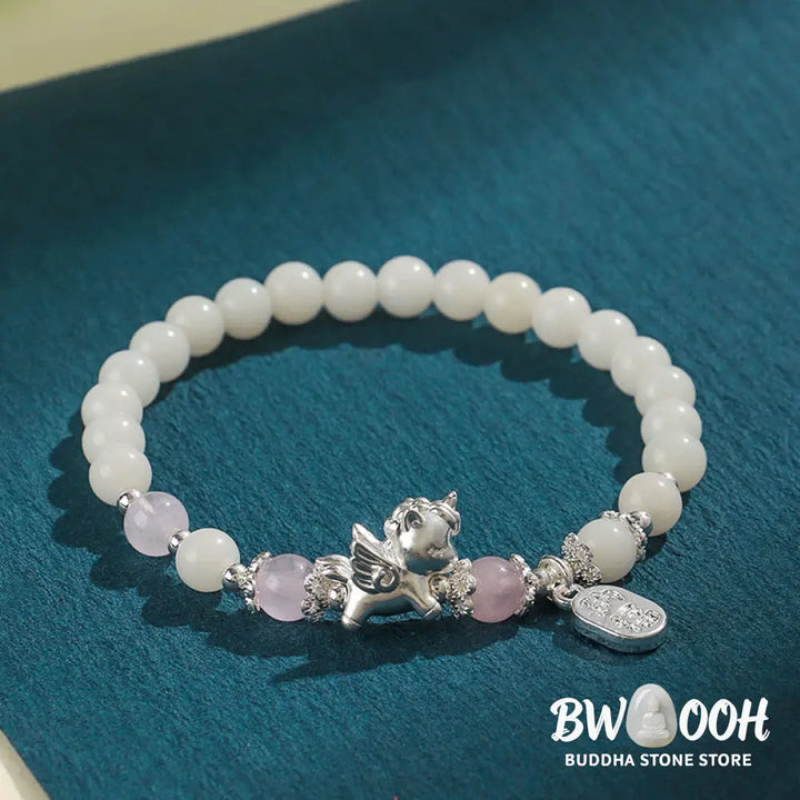 Buddha Stones 999 Sterling Silver Year Of The Horse Natural Black Obsidian Bodhi Seed Strength Bracelet - Bracelet