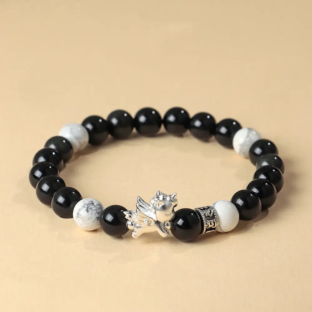 BWOOOH 999 Sterling Silver Year Of The Horse Natural Blac