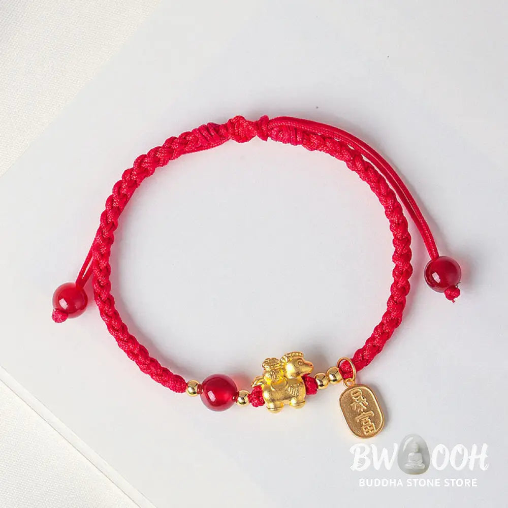Buddha Stones 999 Sterling Silver Year Of The Horse Peaceful And Rich Success String Bracelet - Bracelet