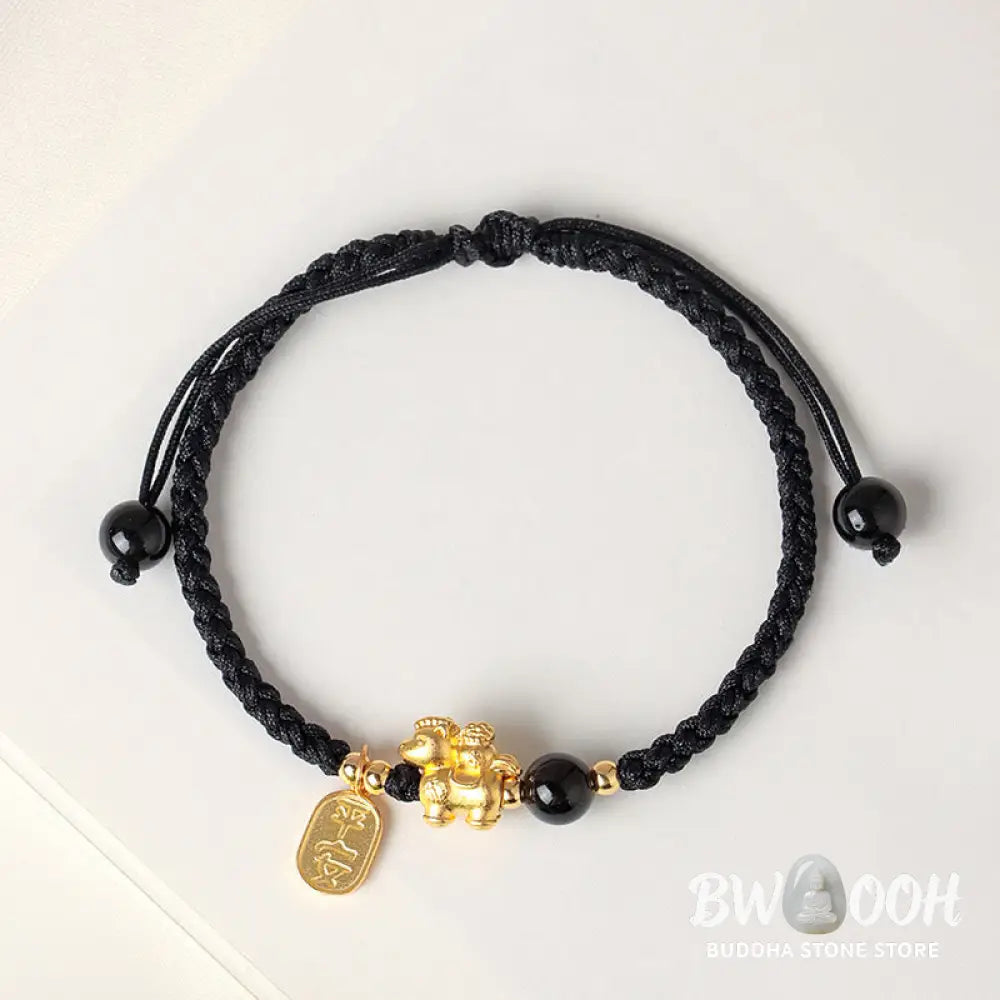 Buddha Stones 999 Sterling Silver Year Of The Horse Peaceful And Rich Success String Bracelet - Bracelet