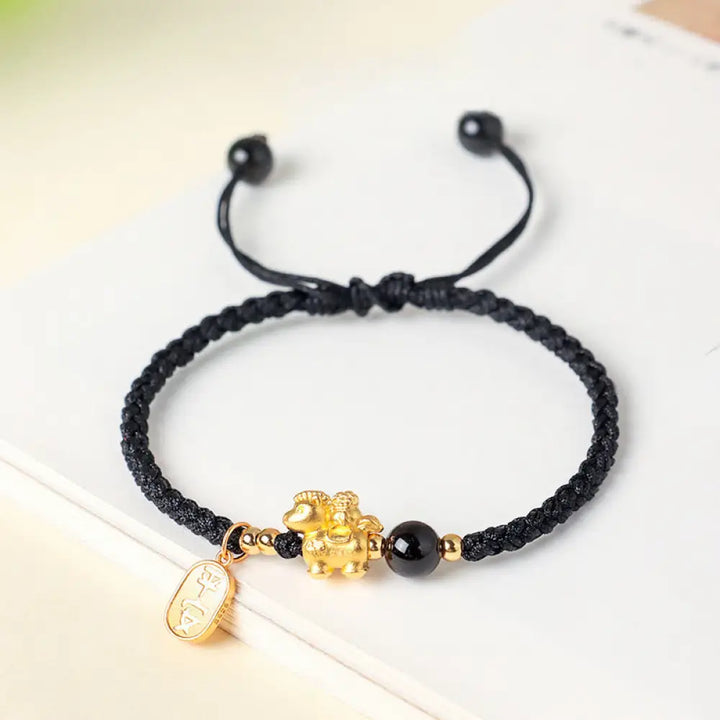 Buddha Stones 999 Sterling Silver Year Of The Horse Peaceful And Rich Success String Bracelet - Black(Wrist