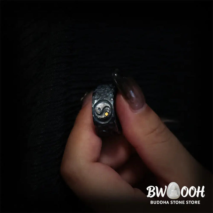 Buddha Stones 999 Sterling Silver Yin Yang Balance Ring - Ring