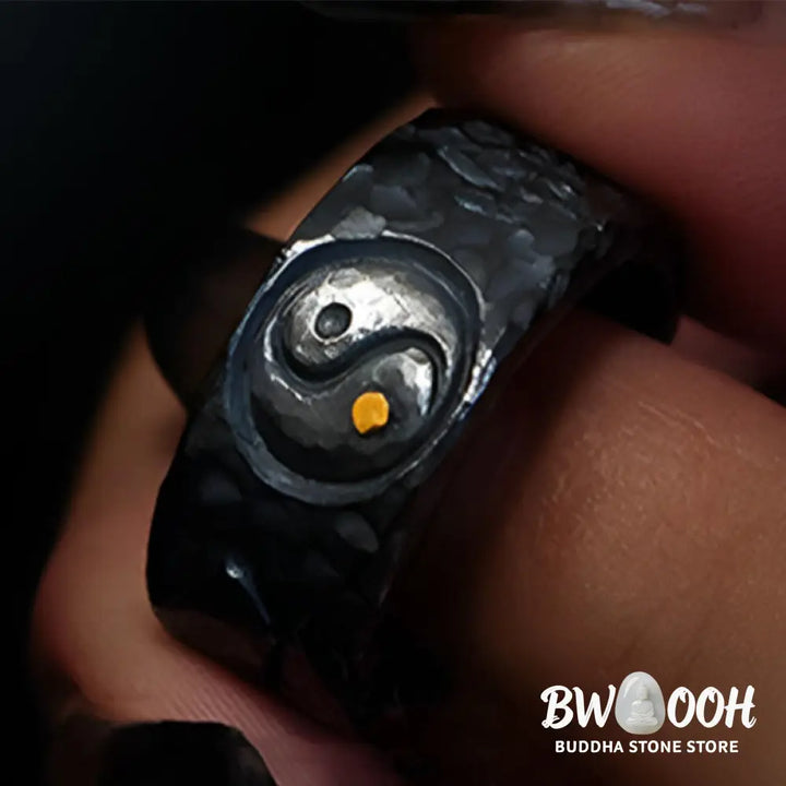 Buddha Stones 999 Sterling Silver Yin Yang Balance Ring - Ring