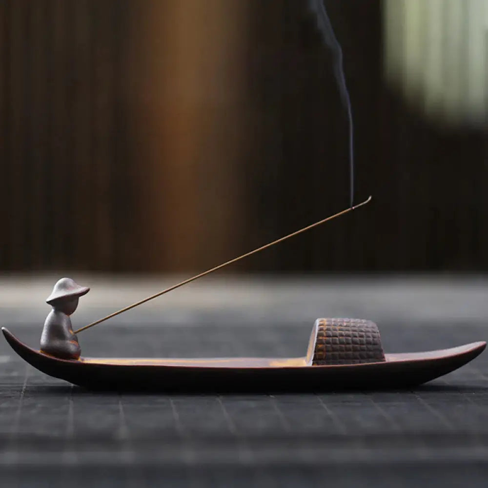 BWOOOH A Lonely Fisherman Afloat Ceramic Healing Incense Burner - Lonely Fisherman Afloat Incense Burner