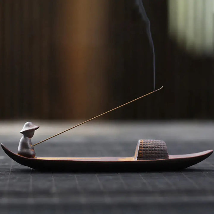 BWOOOH A Lonely Fisherman Afloat Ceramic Healing Incense Burner - Lonely Fisherman Afloat Incense Burner