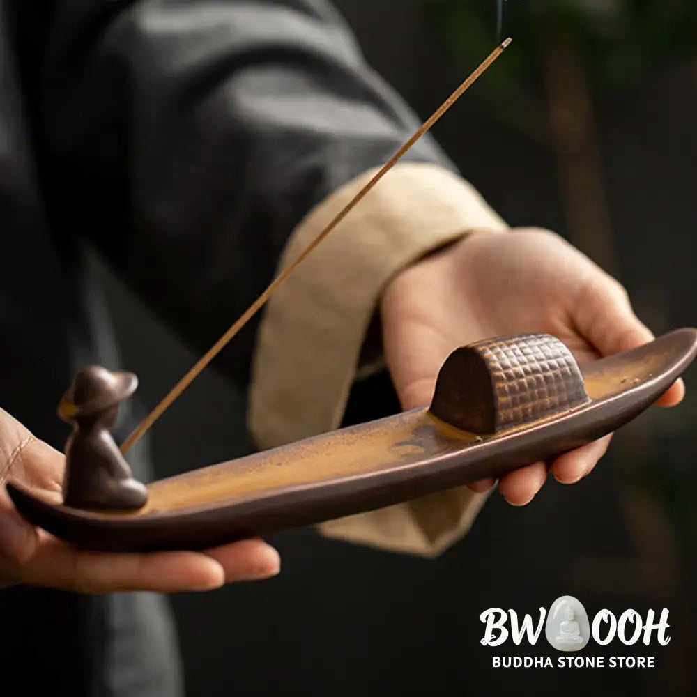 BWOOOH A Lonely Fisherman Afloat Ceramic Healing Incense Burner - Lonely Fisherman Afloat Incense Burner