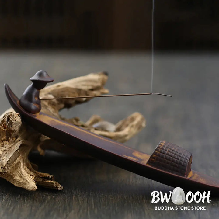 BWOOOH A Lonely Fisherman Afloat Ceramic Healing Incense Burner - Lonely Fisherman Afloat Incense Burner