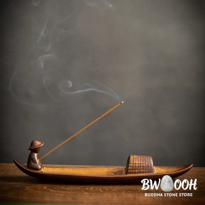 BWOOOH A Lonely Fisherman Afloat Ceramic Healing Incense Burner - Lonely Fisherman Afloat Incense Burner