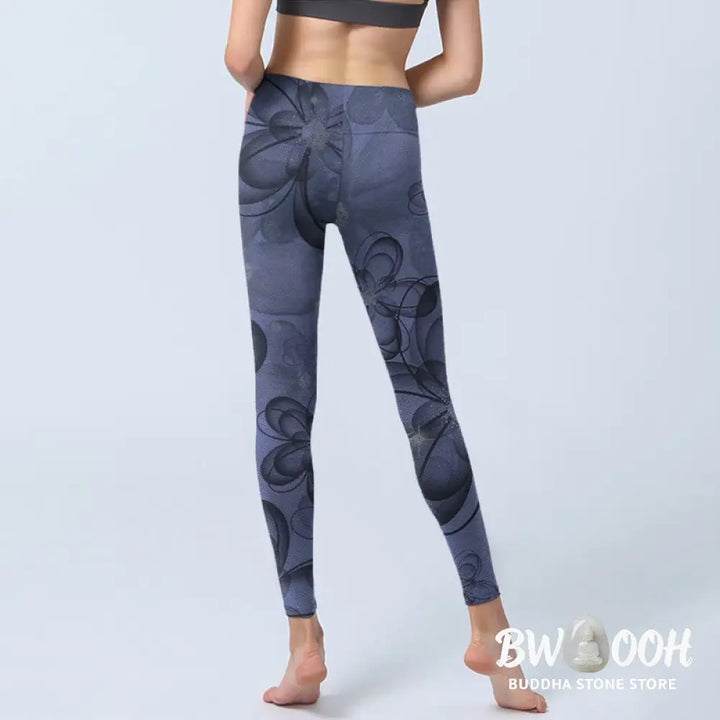 BWOOOH printed yoga leggings - Abstract Petals Pattern Print Gym Leggin