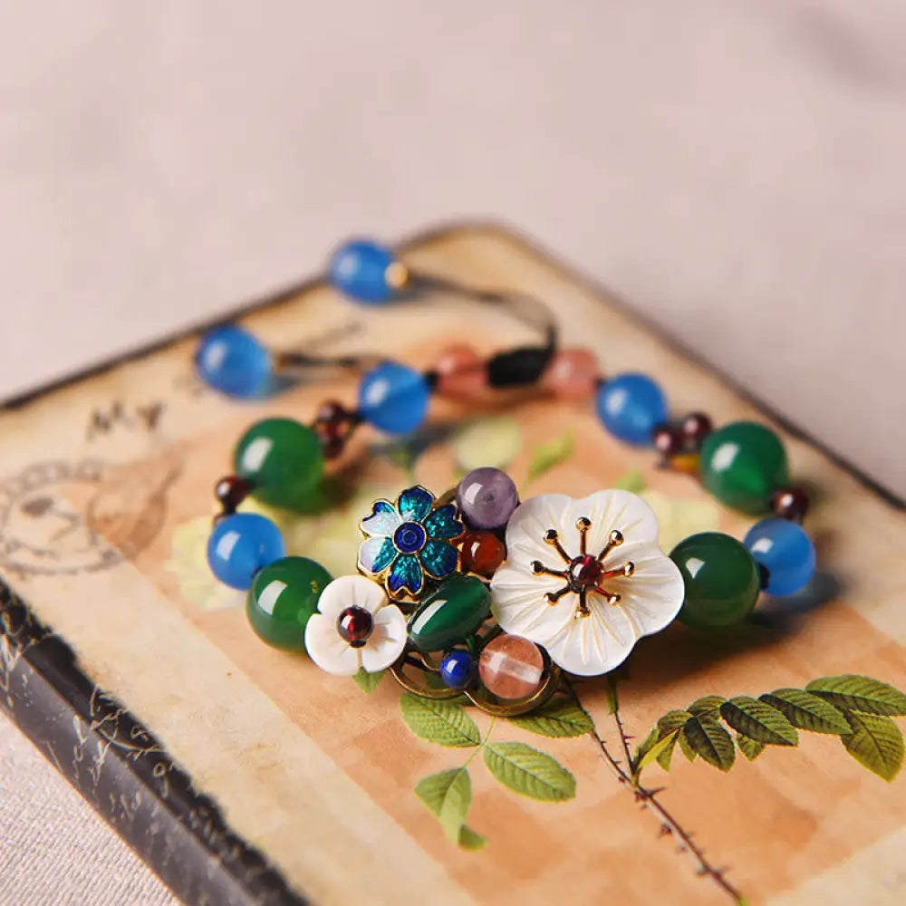 BWOOOH Agate Shell Flower Support Bracelet — Agate crystal healing bracelet for spiritual healing and mindful living