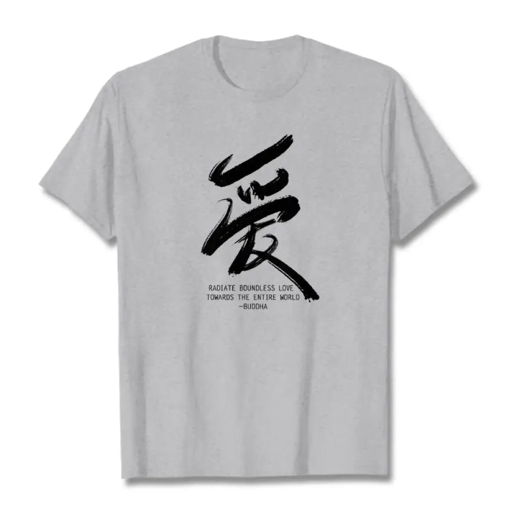 Buddha Stones Ai Radiate Boundless Love Towards The Entire World Tee T-shirt - Light Grey / S - T-Shirts