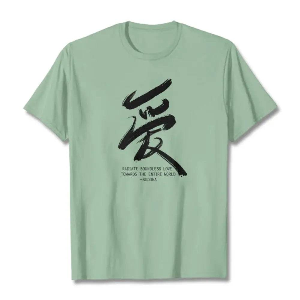 Buddha Stones Ai Radiate Boundless Love Towards The Entire World Tee T-shirt - Pale Green / S - T-Shirts