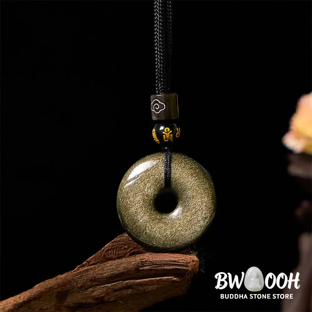 Buddha Stones ’All the best for Luck and Confidence’ Obsidian Necklace Includes Gift Message Card - BWOOOH - Necklaces