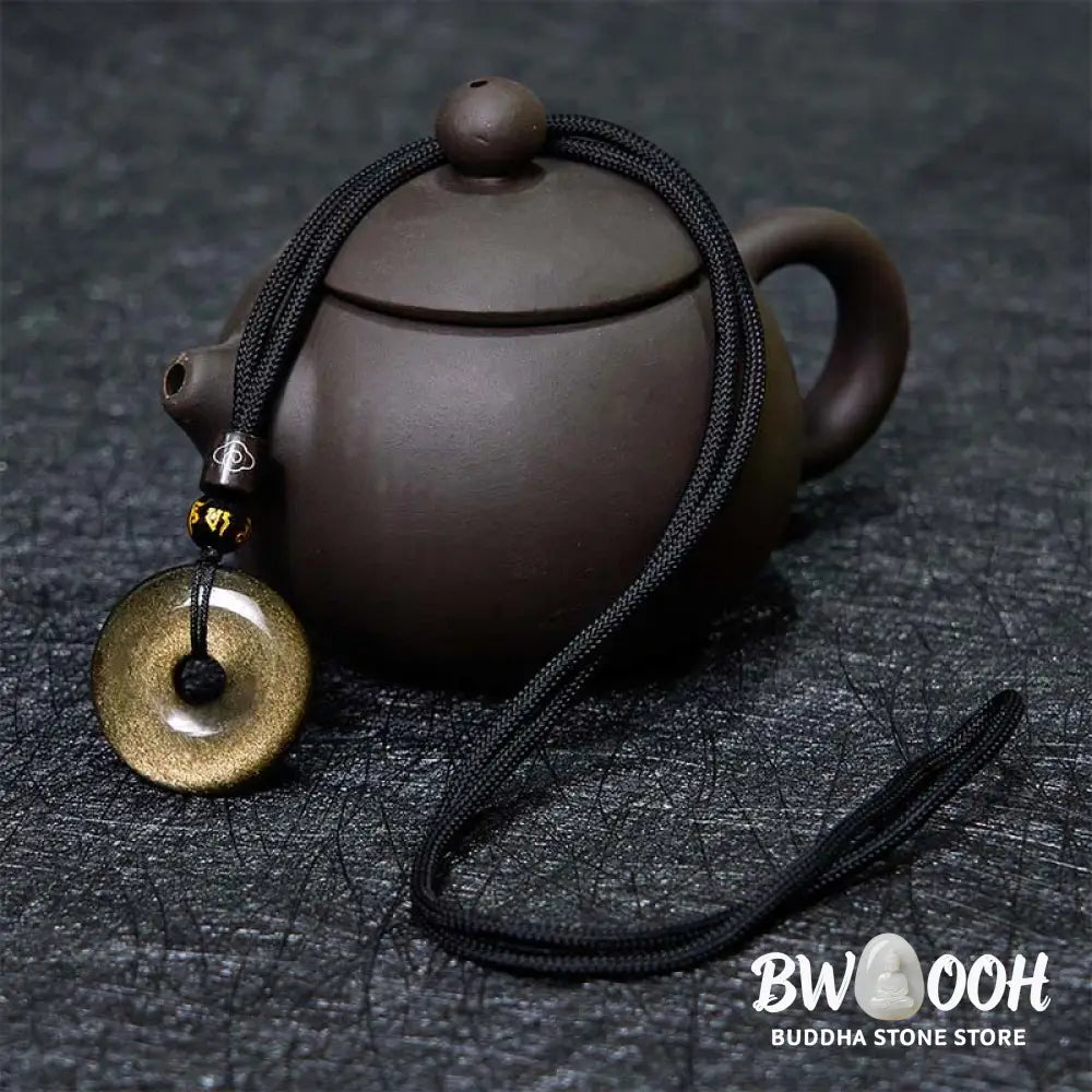 Buddha Stones ’All the best for Luck and Confidence’ Obsidian Necklace Includes Gift Message Card - BWOOOH - Necklaces