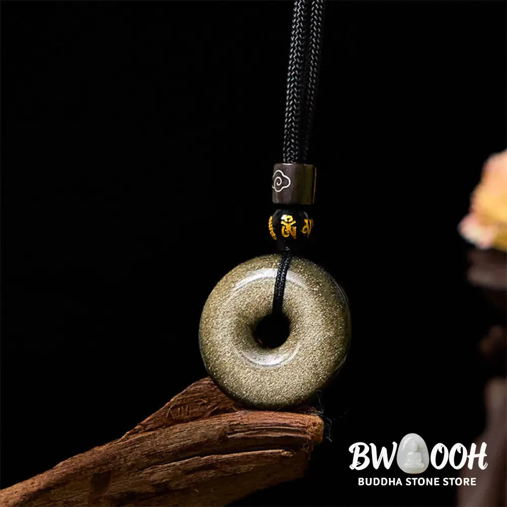 Buddha Stones ’All the best for Luck and Confidence’ Obsidian Necklace Includes Gift Message Card - BWOOOH - Necklaces