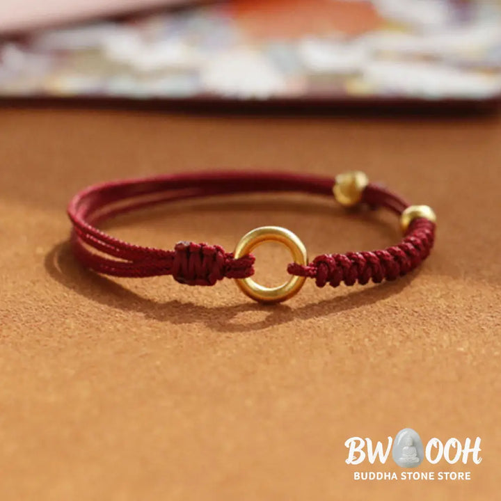 Buddha Stones Alloy Peace Buckle Luck Red String Bracelet - BWOOOH - Peace Buckle Luck Red String(Wrist Circumference