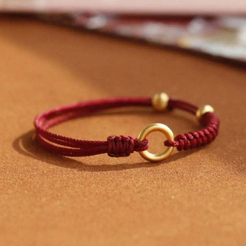 BWOOOH Alloy Peace Buckle Luck Red String Bracelet - BWOOOH - Peace Buckle Luck Red String(Wrist Circumference
